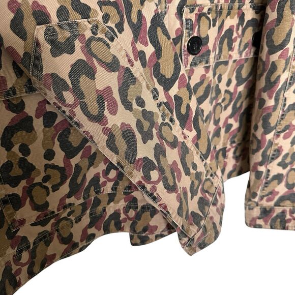 VERONICA BEARD M Mercer Leopard Print Beige Khaki Button Jacket - Picture 12 of 14